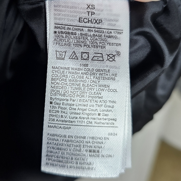 Womens GAP Relaxed ColdControl Long Sherpa Puffer Coat Black/ White Trim Quilted - Picture 8 of 10